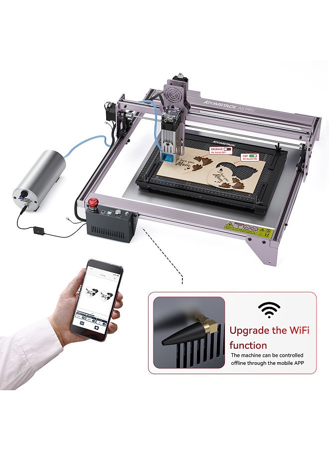 AIC1 Auto Air Assist System for Laser Engraving Machine Support Automatic Control WiFi Offline Work with 32-bit High-speed Motherboard Suitable