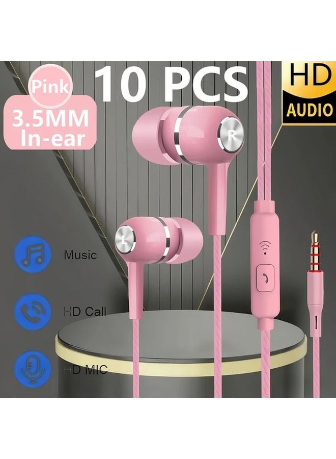 Black 10pcs 3.5mm Jack In Ear Wired Headphones with HD Mic Compatible Android MP3 MP4 - Image 3