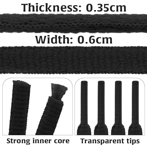 DELELE 2 Pair Oval Shoes laces Half Round 1/4" Athletic Shoelaces Shoe Strings Black-35 inch - Image 3