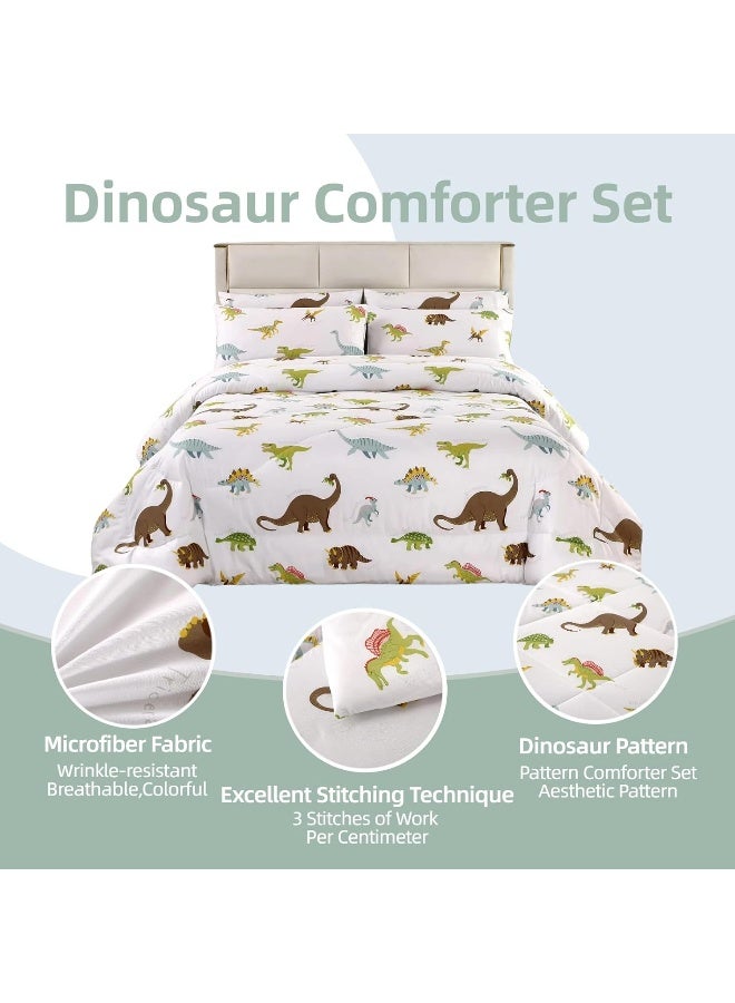 MAG 3Pcs Dinosaur Bedding Comforter Set, Dinosaur White Base Twin Comforter Set,All Season for Toddlers Kids Boys Teens and Girls,Super Soft Microfiber,Twin Size (1 Comforter + 2 Pillowcases) - Image 2