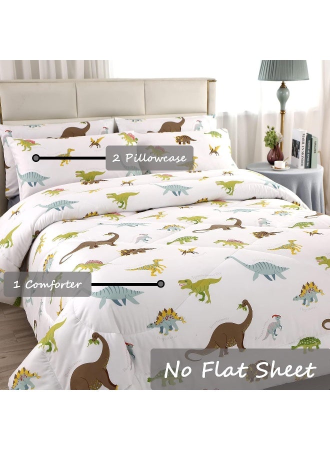 MAG 3Pcs Dinosaur Bedding Comforter Set, Dinosaur White Base Twin Comforter Set,All Season for Toddlers Kids Boys Teens and Girls,Super Soft Microfiber,Twin Size (1 Comforter + 2 Pillowcases) - Image 3