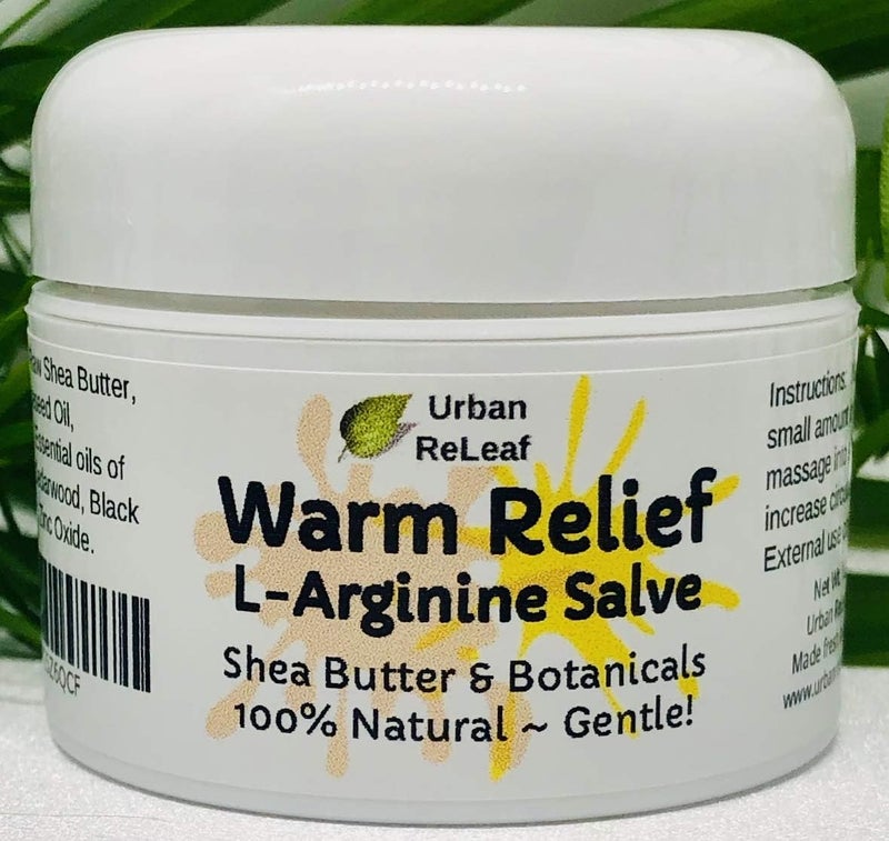 Urban ReLeaf Warm Relief LArginine Salve  Shea Butter  Botanicals 100 Natural Gentle Circulation Warming Massage Cream