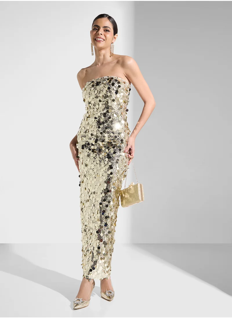 Jaded Rose Embellished Bardot Sequin Dress