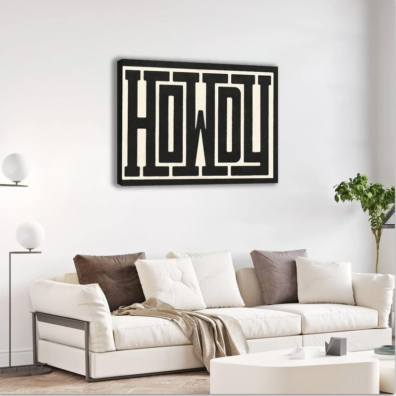 QIYFFBN مؤطرًا غير تقليدي Howdy Canvas Art Art Western Modern Decor Black and White Southwestern Country Ranch Sign Picture Print Missonsibism Neguredy Farmhouse Room Poster (12 × 16 بوصة) - Image 2