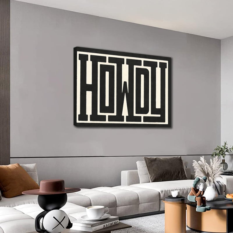 QIYFFBN مؤطرًا غير تقليدي Howdy Canvas Art Art Western Modern Decor Black and White Southwestern Country Ranch Sign Picture Print Missonsibism Neguredy Farmhouse Room Poster (12 × 16 بوصة) - Image 4