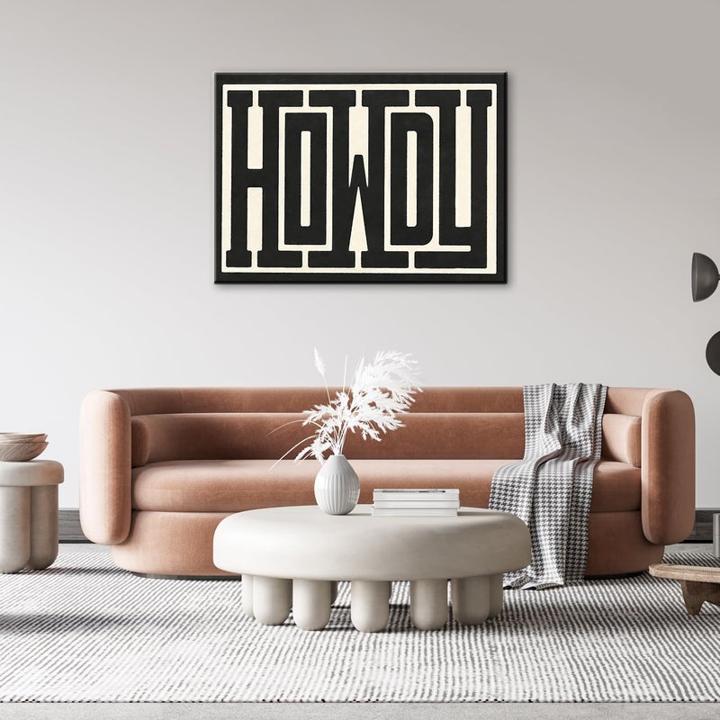 QIYFFBN مؤطرًا غير تقليدي Howdy Canvas Art Art Western Modern Decor Black and White Southwestern Country Ranch Sign Picture Print Missonsibism Neguredy Farmhouse Room Poster (12 × 16 بوصة) - Image 3
