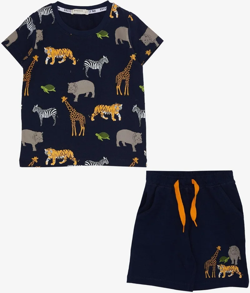 Breeze Boy's Suit Shorts with Strong Animals Pattern 1.5-5 Years, Navy Blue
