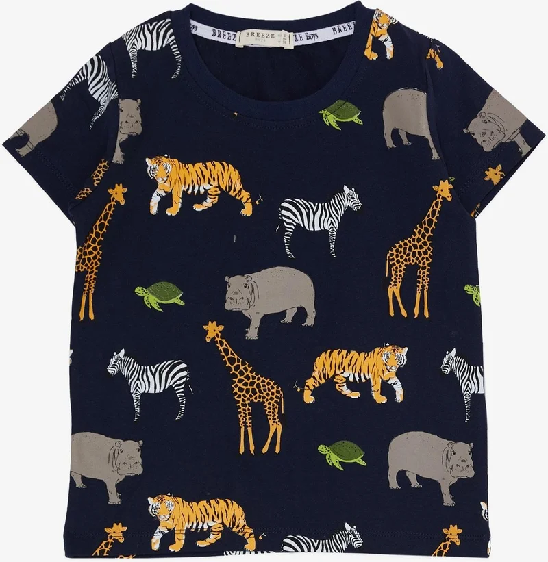 Breeze Boy's Suit Shorts with Strong Animals Pattern 1.5-5 Years, Navy Blue