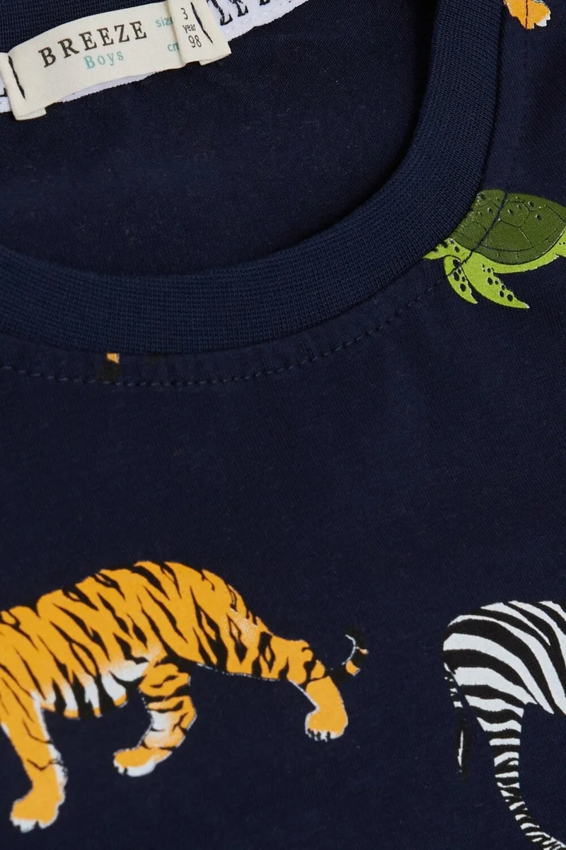 Breeze Boy's Suit Shorts with Strong Animals Pattern 1.5-5 Years, Navy Blue