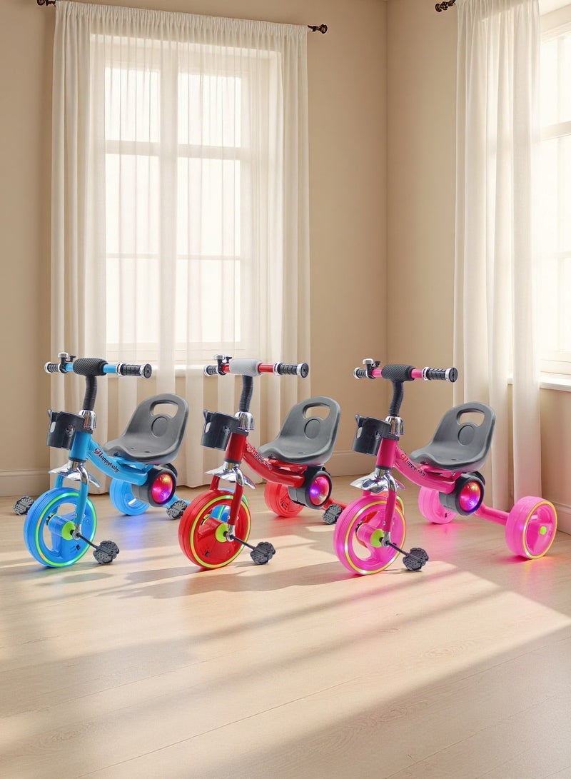 EASY FUTURE  Package Include  Protective Gear Set Kids Baby Tricycle with Light & Music Ride-On Toy Bicycle with Storage Basket (Blue/Red/Pink Options) - Image 4