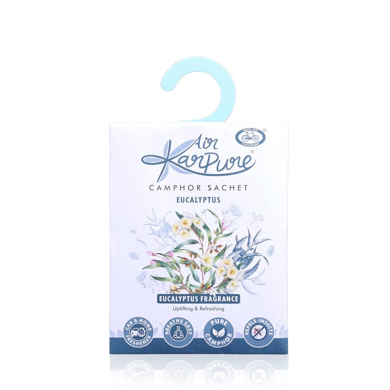 CYCLE Pure Karpure Camphor Sachet - Pack of 2 | Air Freshener for Wardrobe, Home, Office, Bathroom, Car | Floral Musk, Eucalyptus | Each Lasts up to 30 Days - Image 5