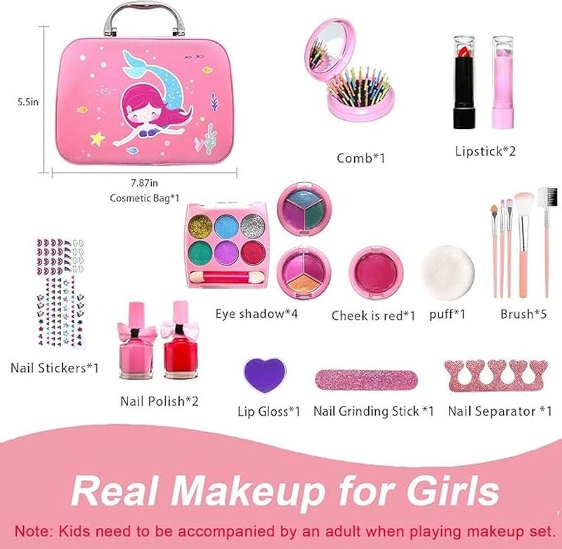 Next Store Makeup Kit for Little Girls, Makeup Set with Cute Cosmetic Bag, Washable Makeup Toy, Kids Gifts for Little Princess - Image 2