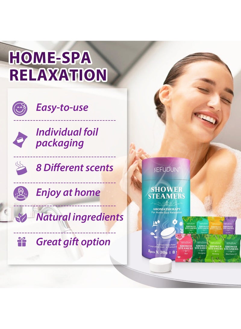 Sefudun Shower Steamer Aromatherapy, 8 Pack Bath Bombs with Essential Oils for Relaxation, Shower Bombs for Women and Men, Pamper Self-Care, Shower Steamer for Women Lady, Mother Day's Gifts - Image 3