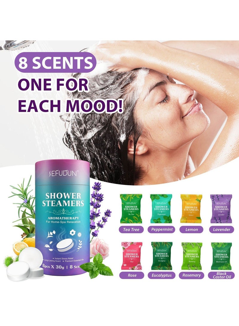 Sefudun Shower Steamer Aromatherapy, 8 Pack Bath Bombs with Essential Oils for Relaxation, Shower Bombs for Women and Men, Pamper Self-Care, Shower Steamer for Women Lady, Mother Day's Gifts - Image 2
