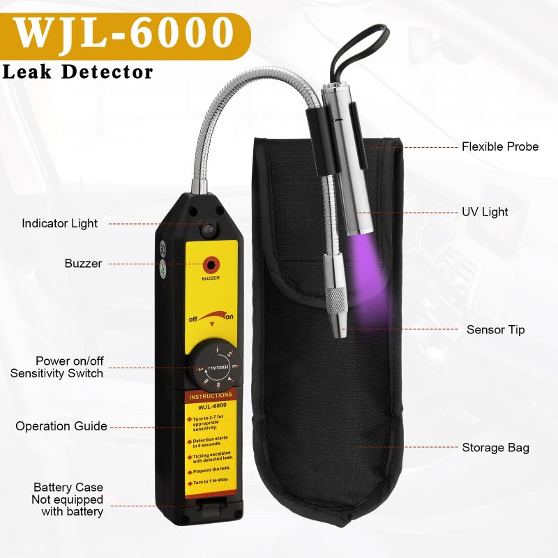 Tellegloww AC Leak Detector Kit, R1234yf R134a R410a AC Oil UV Dye Injector Kit Refrigerant Leak Detector Tool Low Side Quick Coupler Mini Split Adapter Glasses Flashlight(Classic) - Image 2
