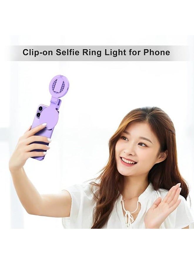 Clip-on Selfie Ring Light with Selfie Mirror, 3 Light Modes, 3 Levels Brightness, 180° Rotatable, Built-in Battery, Portable Fill Light, Ideal for Selfies and Video Calls - Image 4