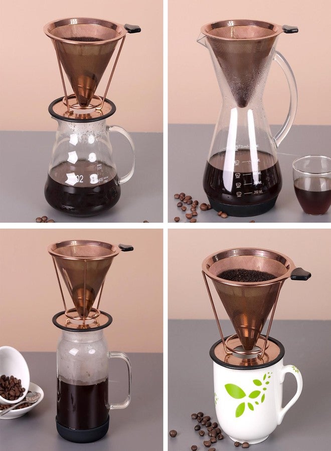 Sivaphe Reusable Coffee Filter Stainless Steel Pour Over Cone Coffee Dripper Paperless Coffee Filter with Removable Stand - Image 4