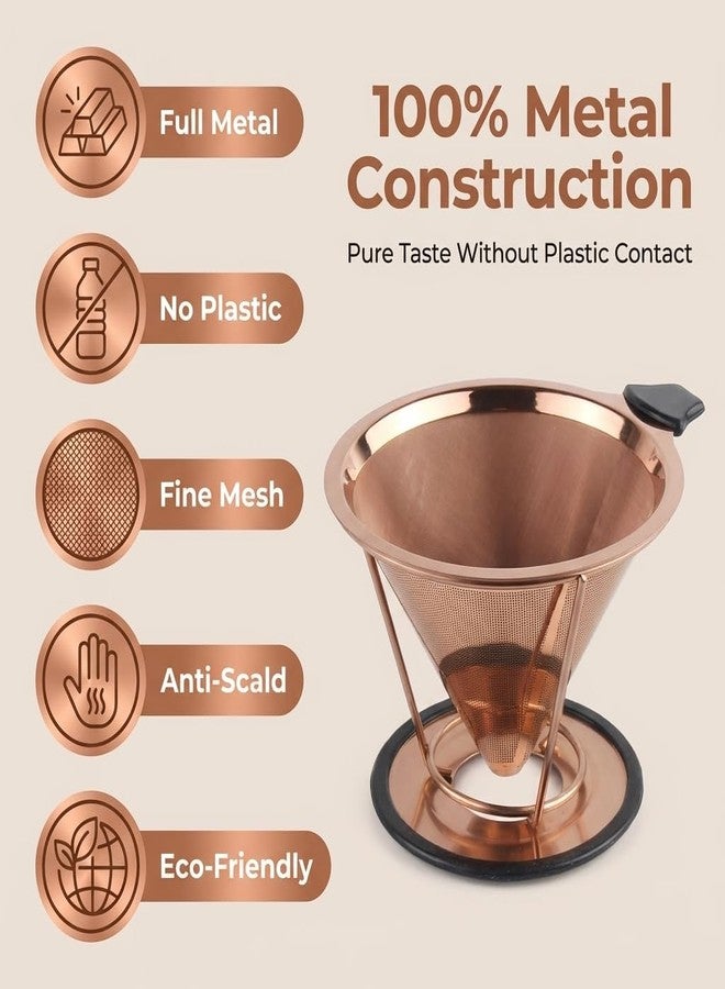 Sivaphe Reusable Coffee Filter Stainless Steel Pour Over Cone Coffee Dripper Paperless Coffee Filter with Removable Stand - Image 2