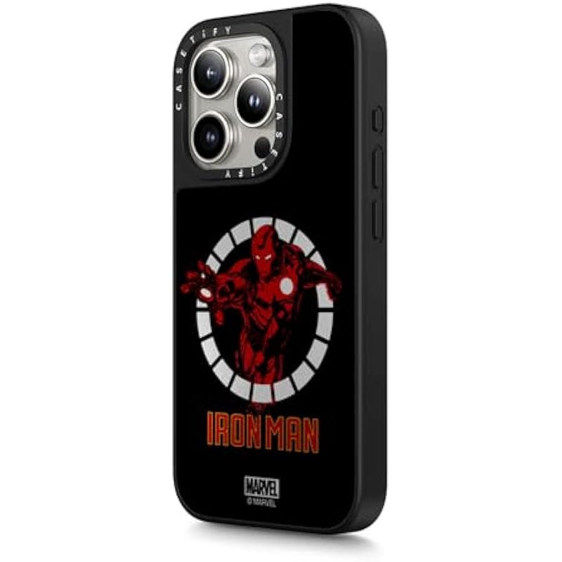 كاستيفي كاسيتي جراب ميرور لموبايل ايفون 15 برو ماكس 【ايرون مان كو-لاب/عاكس/ حماية من السقوط بطول 5 قدم/ متوافق مع ماج سيف】 - ايرون مان ارمور اب - اسود - فضي على اسود - Image 5