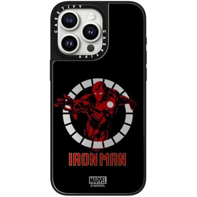 كاستيفي كاسيتي جراب ميرور لموبايل ايفون 15 برو ماكس 【ايرون مان كو-لاب/عاكس/ حماية من السقوط بطول 5 قدم/ متوافق مع ماج سيف】 - ايرون مان ارمور اب - اسود - فضي على اسود - Image 2