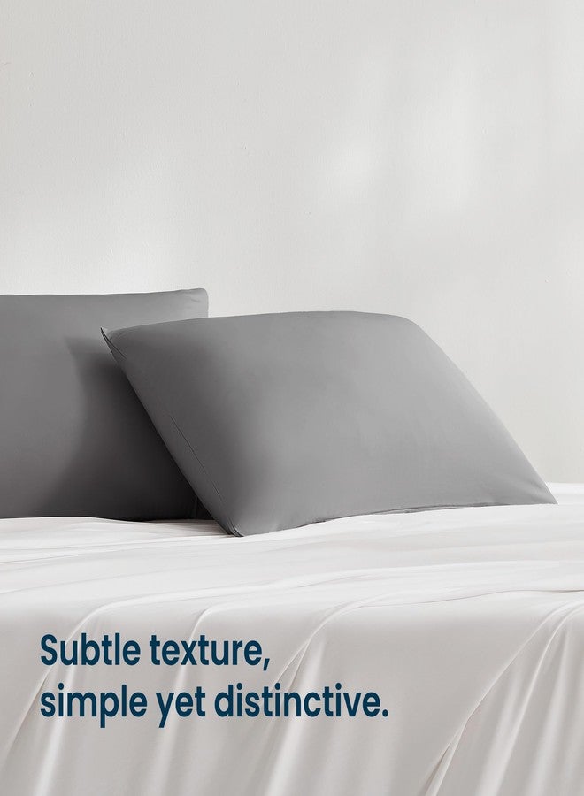 SLEEP ZONE طقم أغطية وسائد سليب زون مقاس كوين مكون من قطعتين، غطاء وسادة نانوتكس للتبريد لمن يعانون من الحرارة أثناء النوم، أغطية وسائد باردة بسحاب للنساء والرجال والأطفال، غطاء وسادة للسفر (رمادي داكن) - Image 2