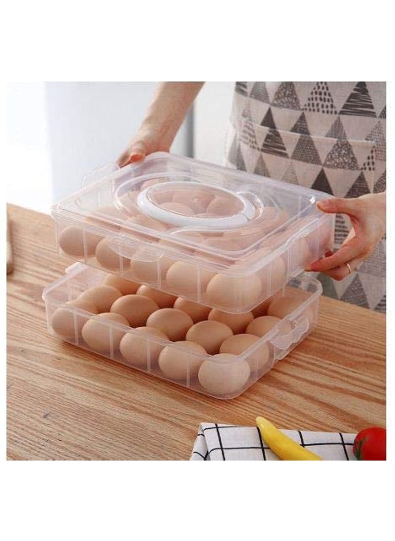 Drake Drake 24 Grid Plastic Egg Box Container 2 Layer Airtight Egg Storage Box with Lid Egg Carrier ContainerMulticolour  - Image 3