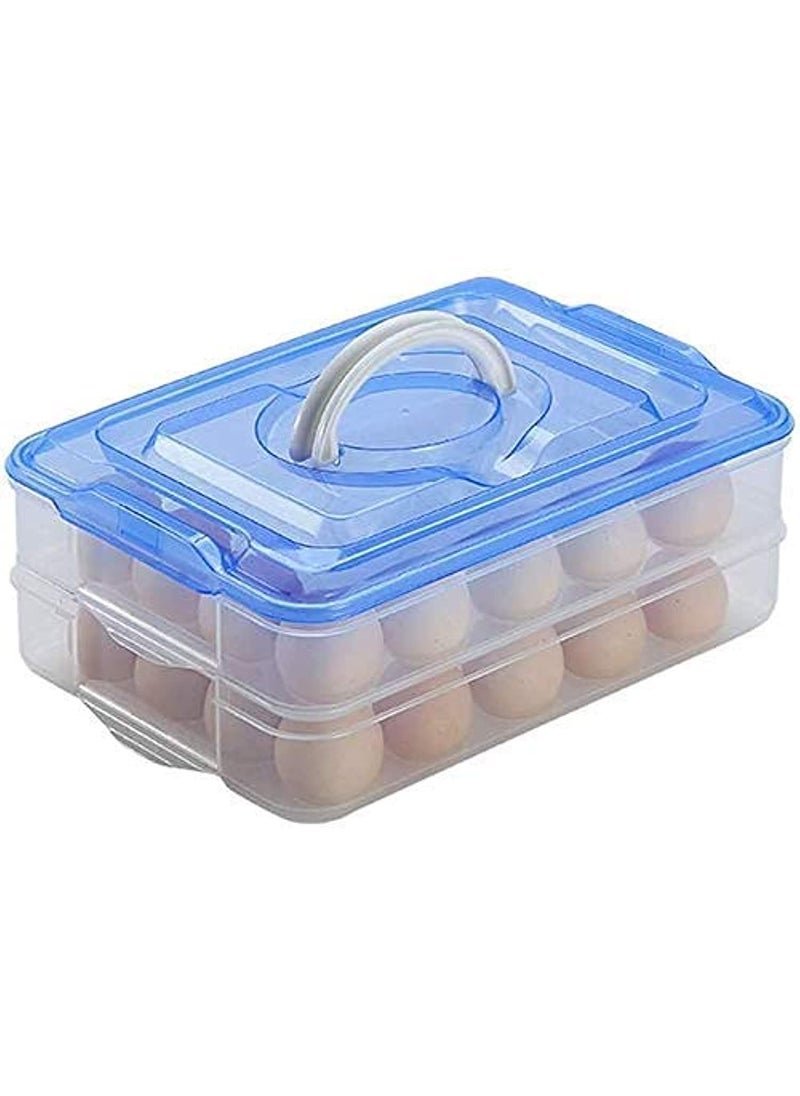 Drake Drake 24 Grid Plastic Egg Box Container 2 Layer Airtight Egg Storage Box with Lid Egg Carrier ContainerMulticolour  - Image 1