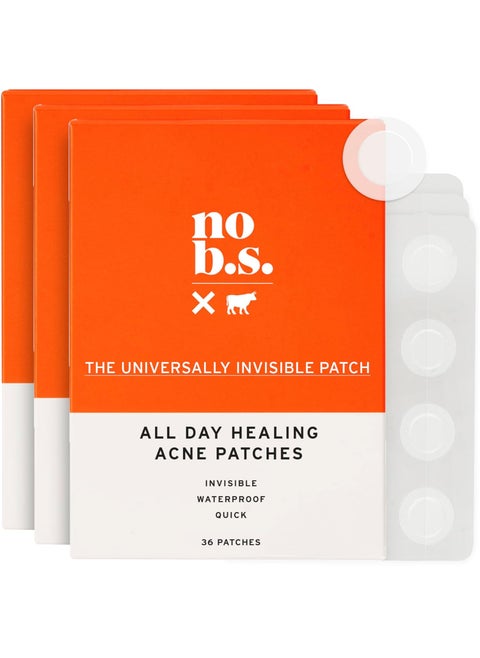 No BS No Bad Stuff All Day Healing Acne Patches Hydrocolloid Pimple Patches for All Skin Types Invisible on All Skin Tones and Under Make Up Waterproof Acne Spot Dots 108 CT