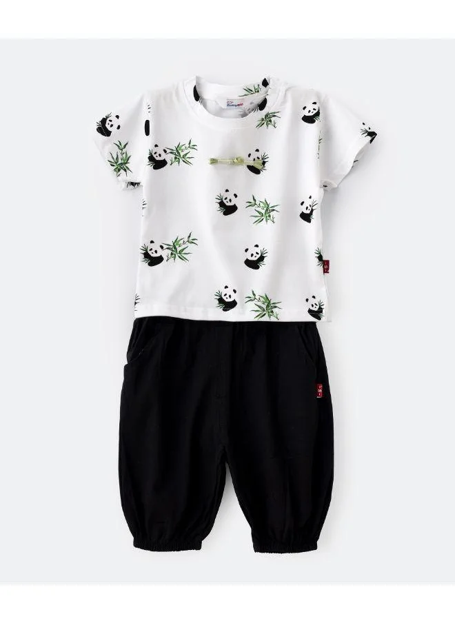 بيبي كلو Panda Print Tee and Short Casual Outfit