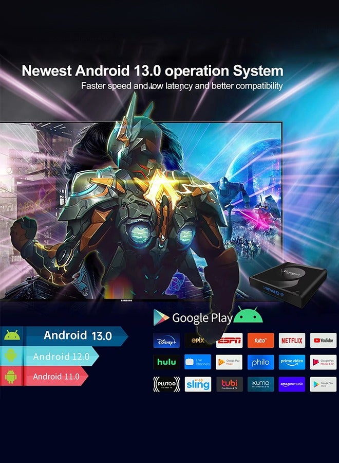 Android 13.0 TV Box 4G/32G 2.4G 5G Dual WIFI 6 BT5.0 H.265 8K UHD Smart Media Player  - Image 3