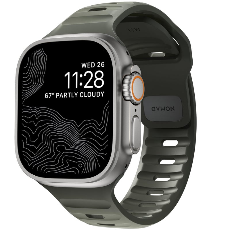 Nomad Sport Band - 45mm | Ash Green Apple watch ultra 2 band, Designed to give your Apple Watch a modern and athletic look for intense workouts and everyday wear, Compatible with New Series 11, Ultra 1-3, Series 1-10, and SE. - Image 1