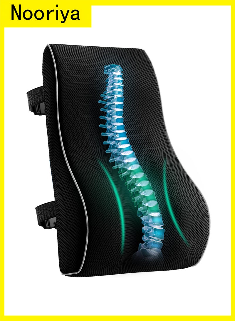 نُورِيَّة وسادة دعم أسفل الظهر لكرسي المكتب مع حزام - وسادة قطنية مثالية لدعم الجزء العلوي والسفلي من الظهر لكرسي المكتب، وسادة دعم الظهر - وسادة دعم أسفل الظهر مثالية أيضًا للسيارة - Image 1