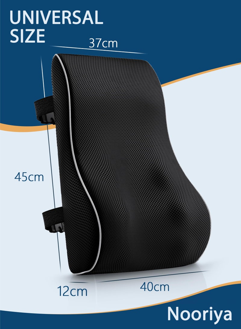 نُورِيَّة وسادة دعم أسفل الظهر لكرسي المكتب مع حزام - وسادة قطنية مثالية لدعم الجزء العلوي والسفلي من الظهر لكرسي المكتب، وسادة دعم الظهر - وسادة دعم أسفل الظهر مثالية أيضًا للسيارة - Image 2