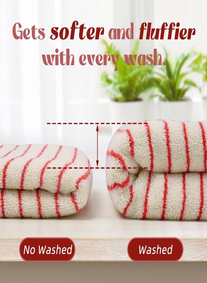 Jacquotha Striped Hand Towels Set of 2, Vintage Bathroom & Kitchen Decor, Guest Use, Soft Gentle for Adults Kids, Natural Cotton, 14” x 29”, Coral Red - Image 5
