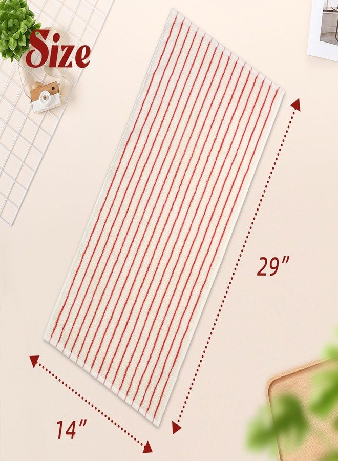 Jacquotha Striped Hand Towels Set of 2, Vintage Bathroom & Kitchen Decor, Guest Use, Soft Gentle for Adults Kids, Natural Cotton, 14” x 29”, Coral Red - Image 4