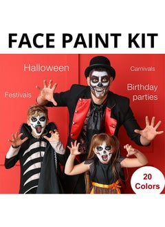 Premify Face Painting Kit For Kids -20 Colors, 41 Stencils, 3 Brushes Safe Non-Toxic,Professional Palette Washable Safe For Halloween Party, Holiday Makeup Body, Body Painting Set Adults Children  - Image 4