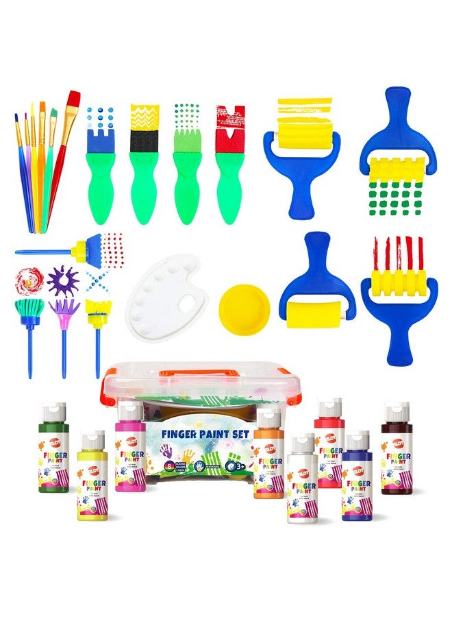 BLOT Early Learning Kids Paint Set Washable Finger Paint With Assorted Painting Brushes Sponges Portable Case For Kids Toddlers Drawing Gifts Age 3+ - Image 1
