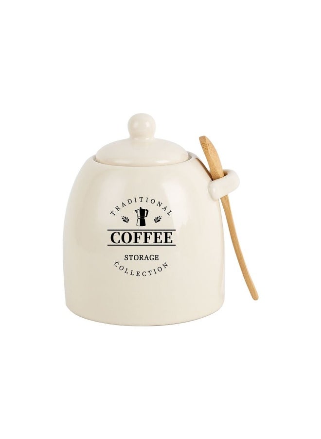 DANUBE HOME Princess 3-Piece Ceramic Storage Jar Set with Silicone Ring & Wooden Spoon – Airtight Kitchen Canisters for Sugar, Coffee, Tea, Stylish Countertop Food Storage Jars ,700Ml 10.5 X 10.5 X15.5 Hcm  - Image 3