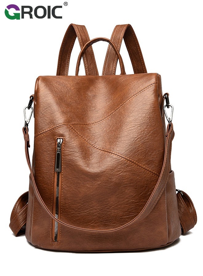 GROIC Fashion Backpack Convertible Shoulder Bag 2 In 1 Women & Men Anti-theft PU Leather Ladies Bag Waterproof Lightweight for Daily Life Travel Cycling Shopping School - Image 1