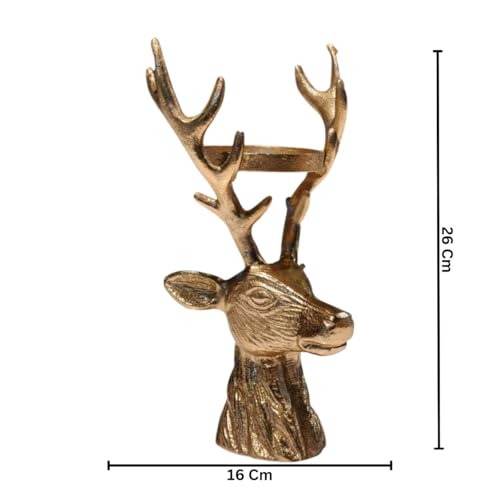 The Artage Brass Gold Finish Deer Head Candle Holder| Metal Tealight Stand for Home Décor Living Room Office|Decorative Showpiece| Vintage Home Decoration Christmas & Festive Décor| Gifting Item - Image 3