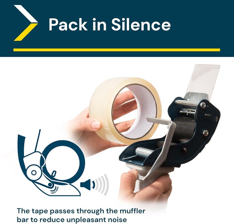 excell RTS-82891 Low Noise Tape Dispenser, 2" Wide, 3" Core with Pushflap Technology & Static Cling Strip for Quiet, Smooth Carton Sealing - Includes Tape Roll, 1 Pack - Image 5