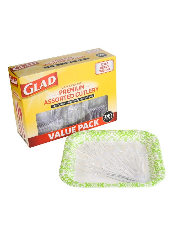 Glad Disposable Cutlery Set - Clear Heavy Duty Plastic Forks, Knives, and Spoons - 240 Piece Plasticware for Parties - Durable, Sturdy Recyclable Utensils - Great for July 4th, Thanksgiving, Christmas - Image 2
