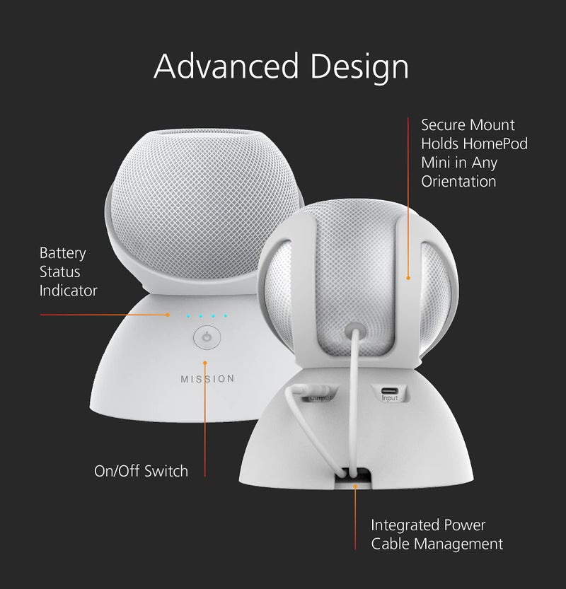 Mission Cables Mission Battery Base for HomePod Mini (White) (Make HomePod Portable) - Image 3