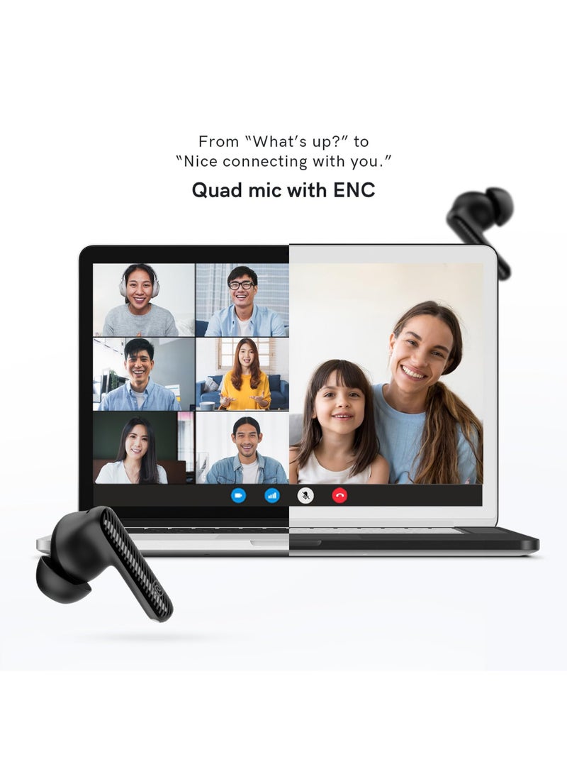 Noise Aura Buds | TWS Earbuds with 60H Playtime | Quad Mic ENC | Dual Pairing | Instacharge | 12mm Driver | BT v5.3 - Black - Image 4
