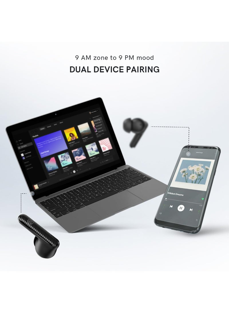 Noise Aura Buds | TWS Earbuds with 60H Playtime | Quad Mic ENC | Dual Pairing | Instacharge | 12mm Driver | BT v5.3 - Black - Image 3