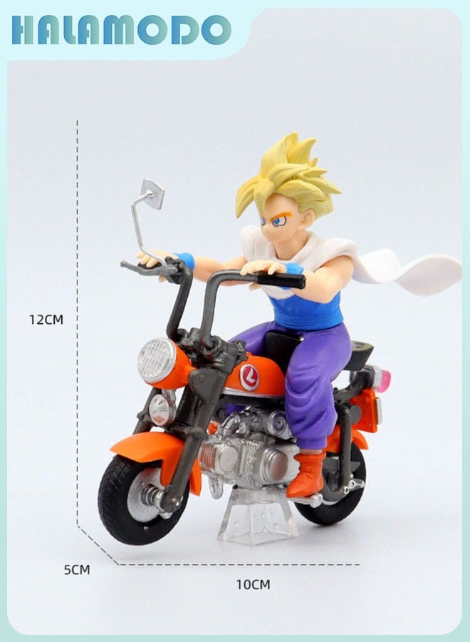 HALAMODO Dragon Ball Super Saiyan Goku on Bicycle Trendy Anime Figurine - Perfect Desktop Decoration and Gift 12 cm - Image 1