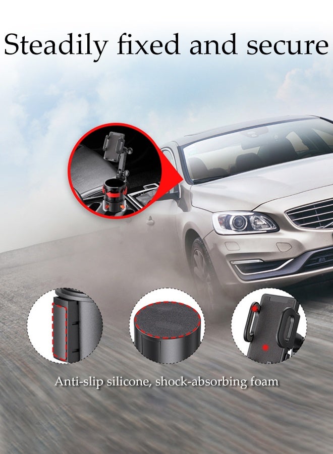 DUNISO 2 in 1 Car Cup Holder with 360° Rotation Phone Mount, Drink Stabilizer,Adjustable Height and Angle,Suitable for Most Car - Image 4
