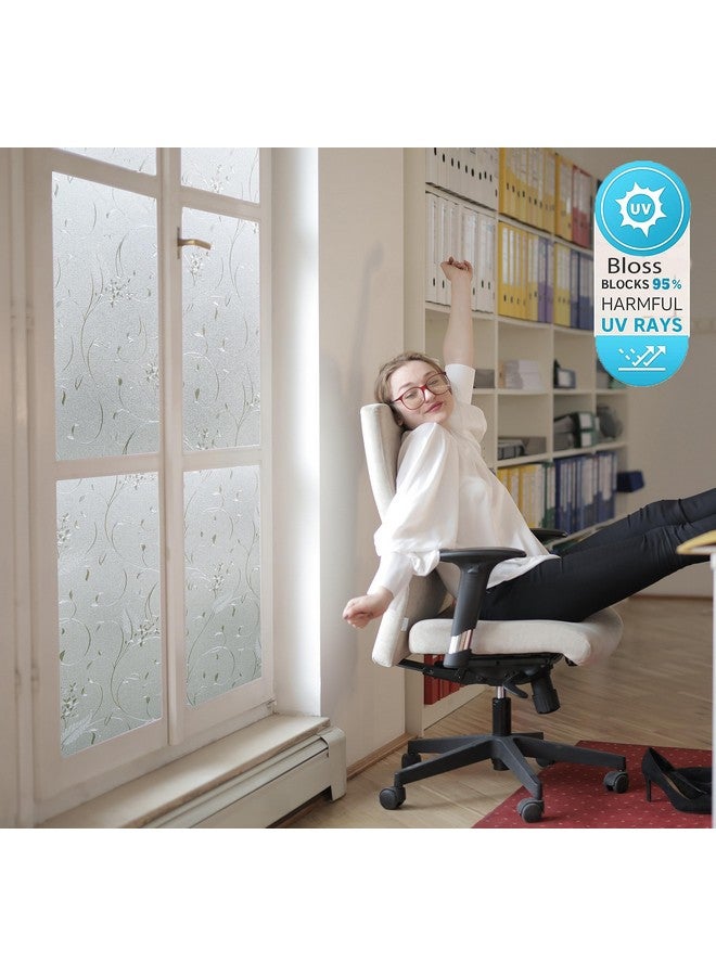 Bloss Privacy Window Film Decorative Stained Glass Window Filmfrosted Glass Window Film Static Vinyl Film Non Adhesiveheat Blocking Window Glass Film For Home Kitchen Office 17.7 By 78.7Inch - Image 2