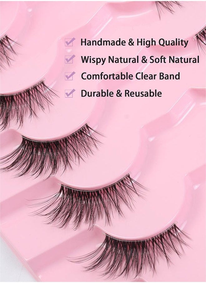 JS Half False Eyelashes 7 Pairs, Natural Cat Eye False Lashes, Curl Lashes Extension Strip Eyelashes, Fluffy Natural Reusable, Bright and Enlarged Eye  - Image 3