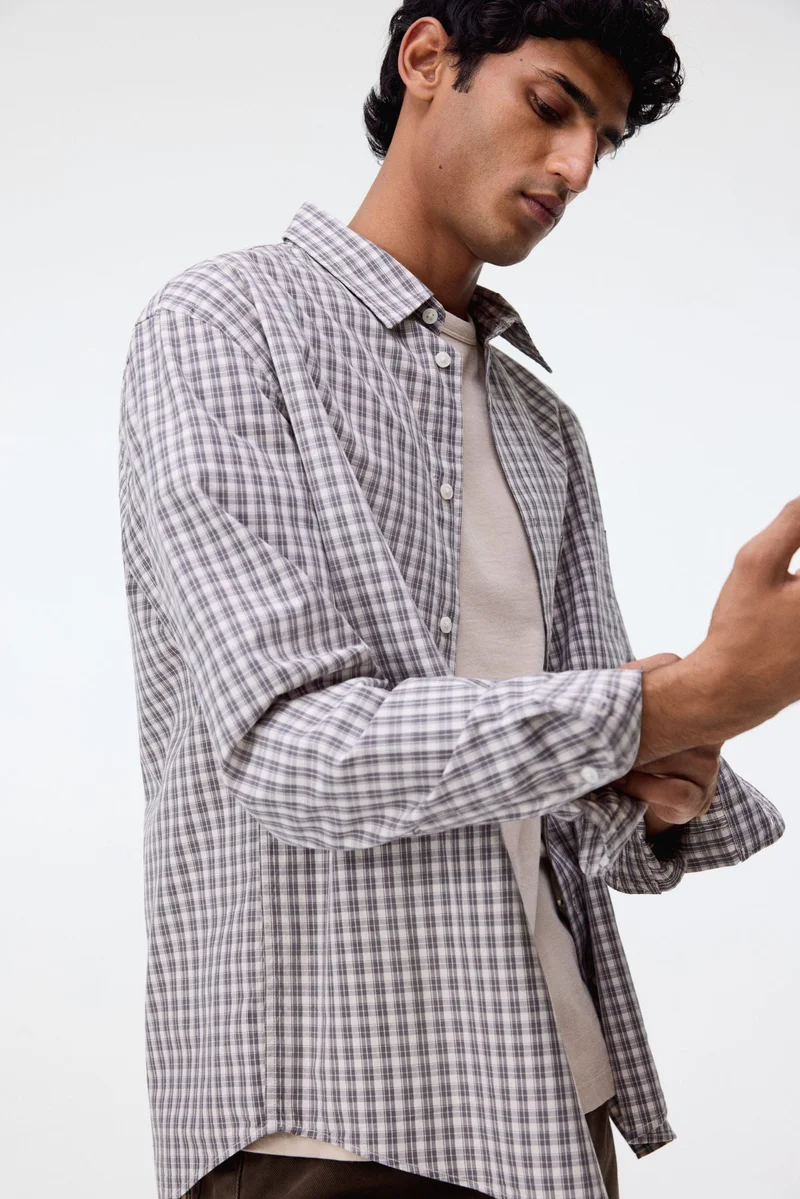 اتش اند ام قميص قطني بقصّة عادية